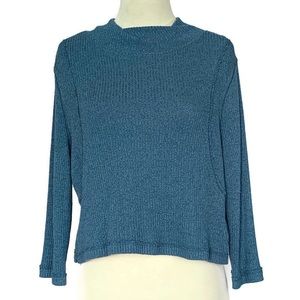 Free People We The Free Traveler Mock Neck Tone Down Sapphire Blue Top Medium